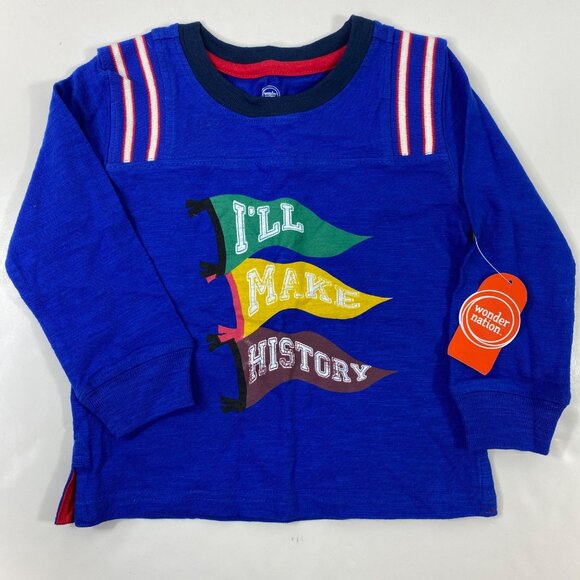 Wonder Nation Toddlers Blue Long-Sleeve Crew Neck T-Shirt Size 2T - Picture 2 of 5